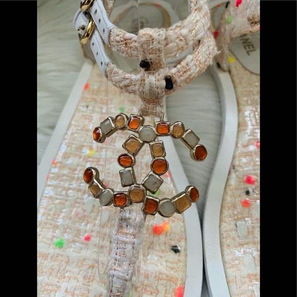 🍾🥂2xHost Pick🥳Chanel Tweed Summer Bliss Sandals - Picture 7 of 8